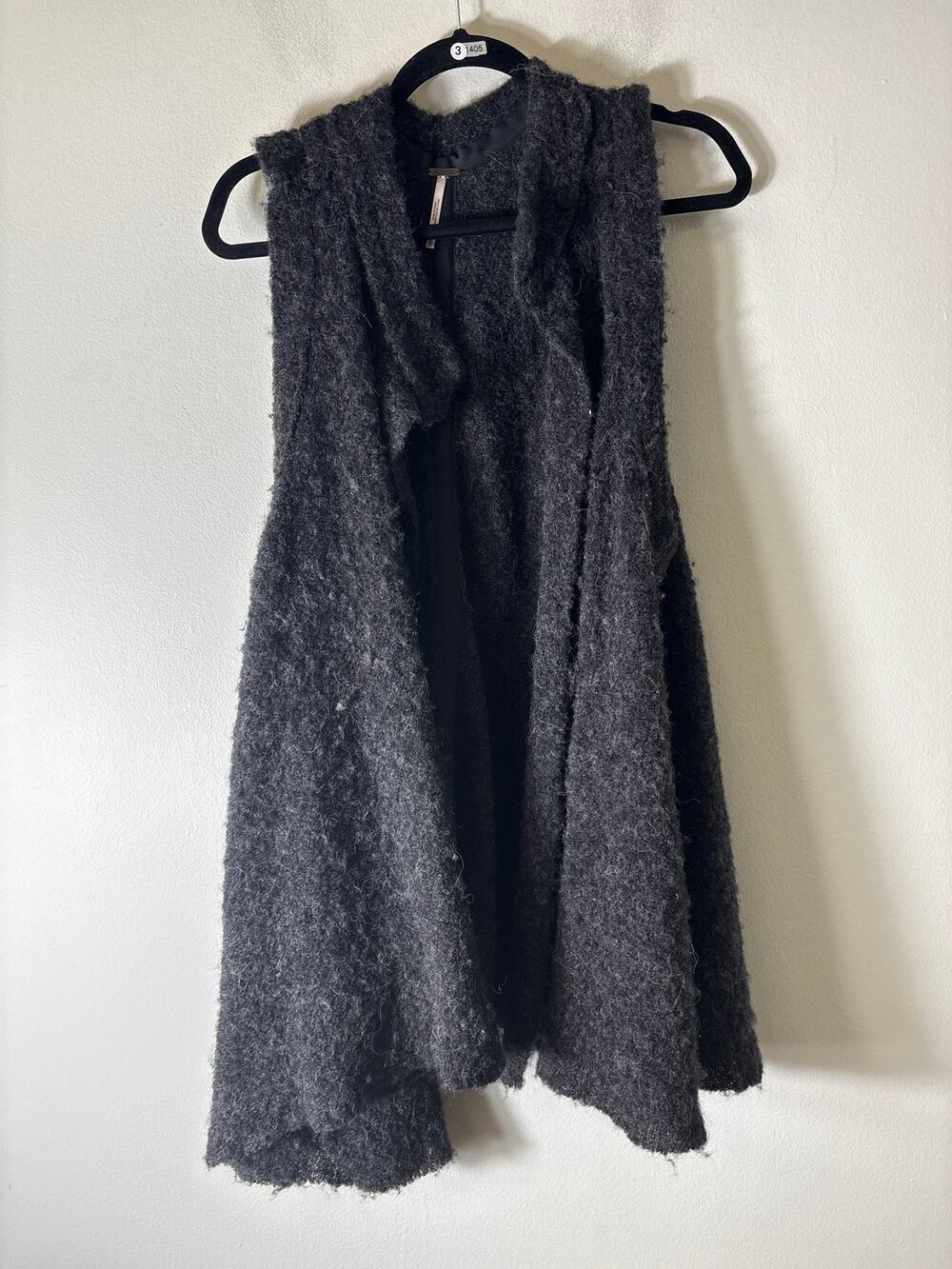 Free People Dark Gray Sleeveless Open Face Cardigan Sweater Sz S